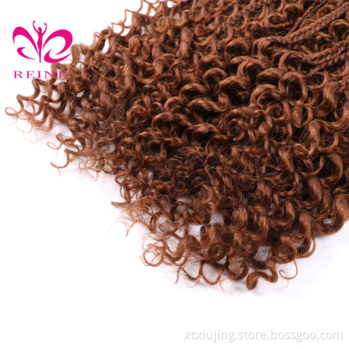 REINE New Styles Bohemian  Box Braids With Curls End Black Ombre Brown Synthetic Crochet Hair